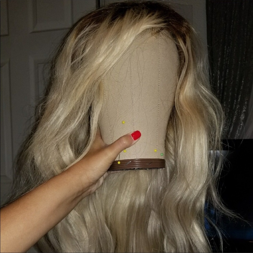 Human Hair Wig Blonde Rooted Lace Front